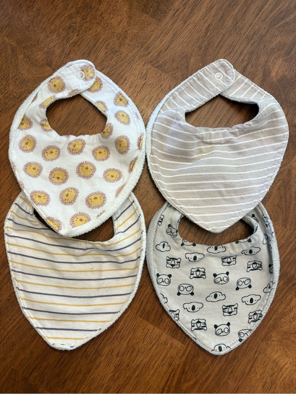 Baby Bandana Bibs 4-Pack Bundle - Neutral Gray, Cream & Yellow